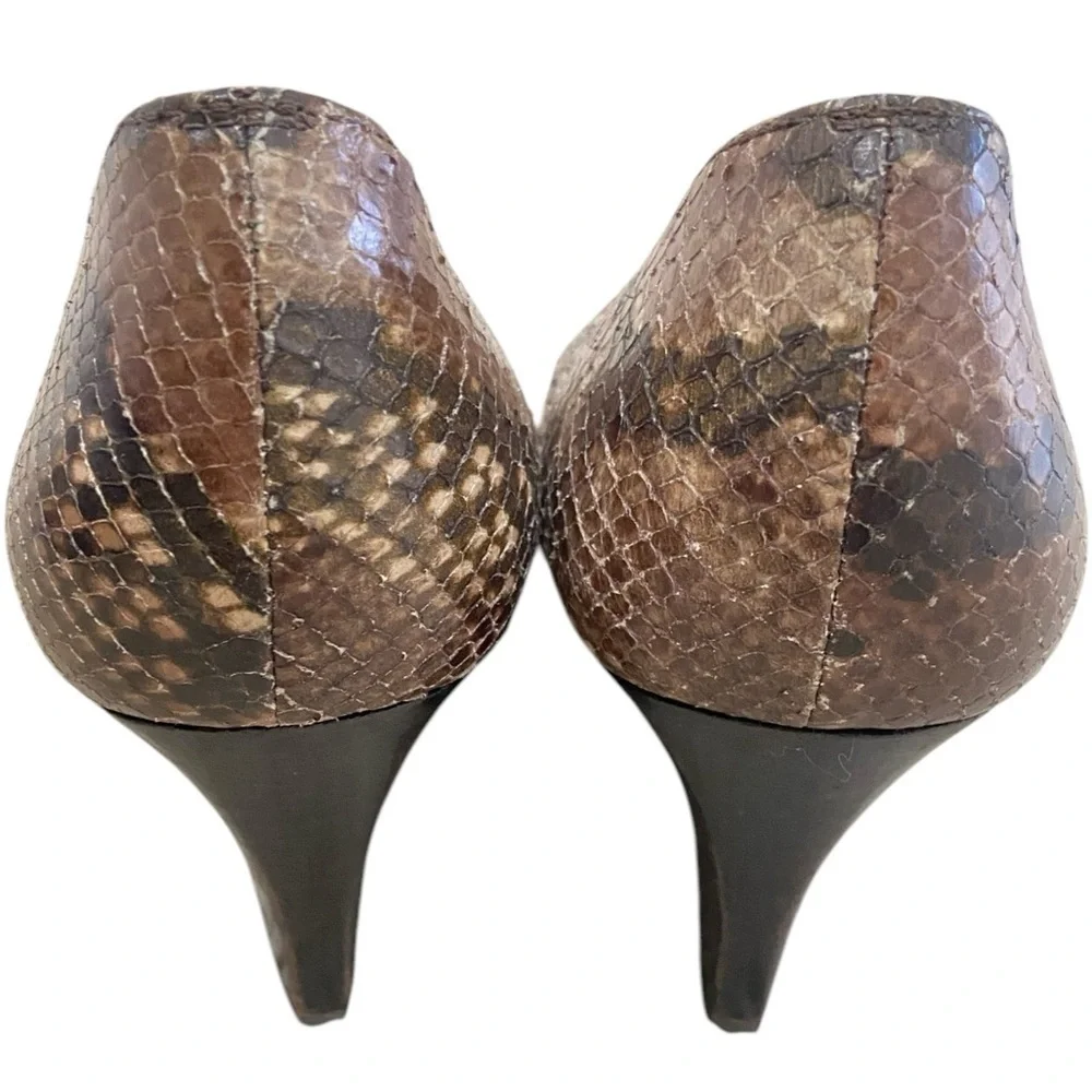 LK Bennett London python print taupe wedge round toe slip on shoes EU 40/10